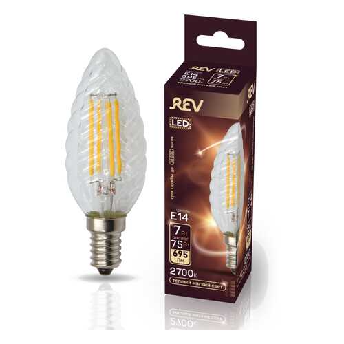 Лампа светодиодная REV FILAMENT свеча витая TC37 E14 7W, 2700K, DECO Premium, теплый свет в Швейный мир