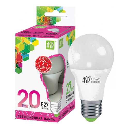 Лампочка ASD A60 E27 20W 6500K LED-A60-standard в Швейный мир