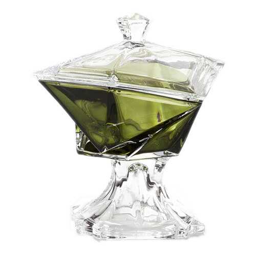 Конфетница на ножке с крышкой Crystalite Bohemia 23,5см, цвет хаки в Швейный мир