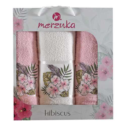 Набор полотенец Oran Merzuka hibiscus белый, розовый в Швейный мир
